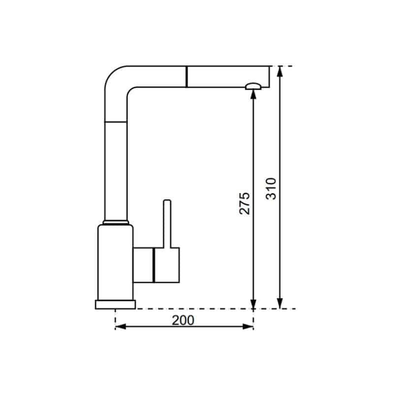 Kích thước Vòi rửa bát Hafele HF-GM401 569.15.401 Vòi rửa bát Hafele HF-GM401 569.15.401