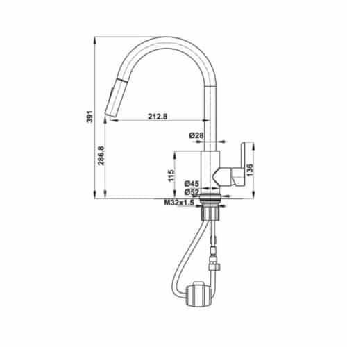 Vòi rửa bát Hafele HT21-CH1P287 577.55.230