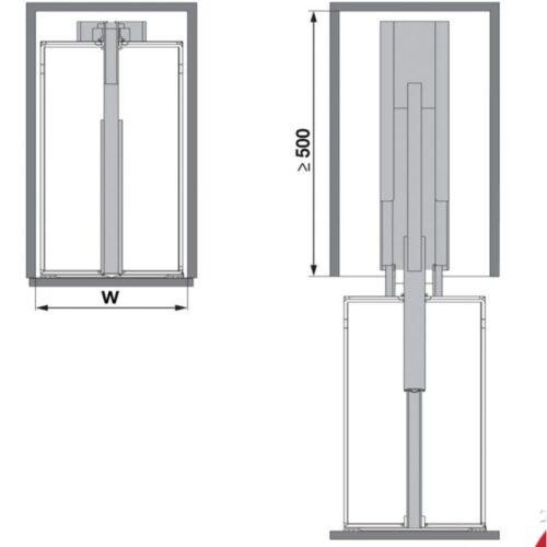 Lắp đặt bộ kệ tủ 6 tầng, rổ lưới DISPENSA 90 ARENA 300mm Hafele 546.54.631