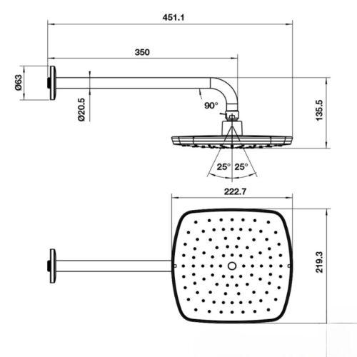 Sen đầu gắn tường Airsense 219S Hafele 485.60.616