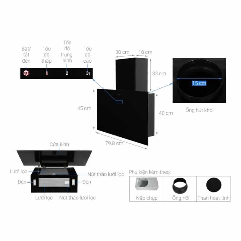 Thông số Máy hút mùi gắn tường Hafele HH-WVG80E 533.86.018 Thông số Máy hút mùi gắn tường Hafele HH-WVG80E 533.86.018