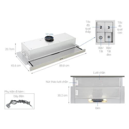 Máy hút mùi âm tủ Hafele Smeg KSET92E 536.84.872 7 Thông số Máy hút mùi âm Hafele Smeg KSET92E 536.84.872