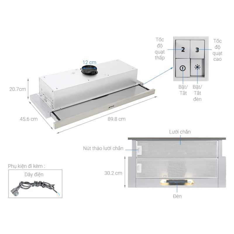 Thông số Máy hút mùi âm Hafele Smeg KSET92E 536.84.872 Thông số Máy hút mùi âm Hafele Smeg KSET92E 536.84.872