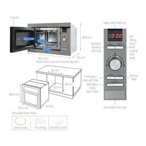 Thông số kỹ thuật lò vi sóng kết hợp nướng Hafele HM-B38D 538.31.200
