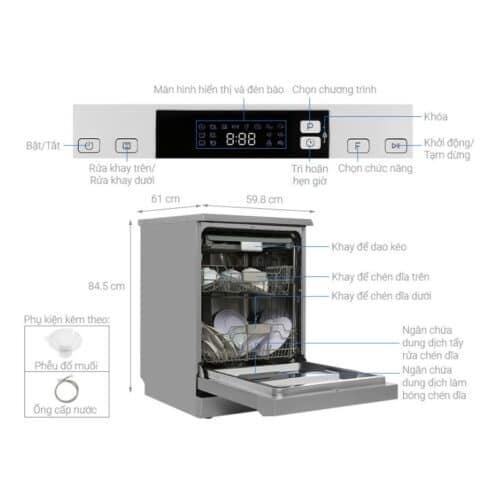 Thông số kỹ thuật máy rửa bát độc lập Hafele HDW-F60E 538.21.200