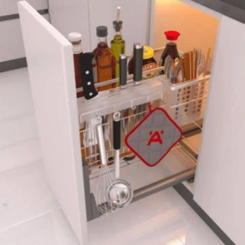 Ảnh thực tế bộ rổ dao thớt, chai lọ SONATA Cucina 549.20.011 Inox 304