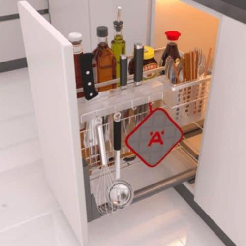 Ảnh thực tế bộ rổ dao thớt, chai lọ SONATA Cucina 549.20.013 Inox 304