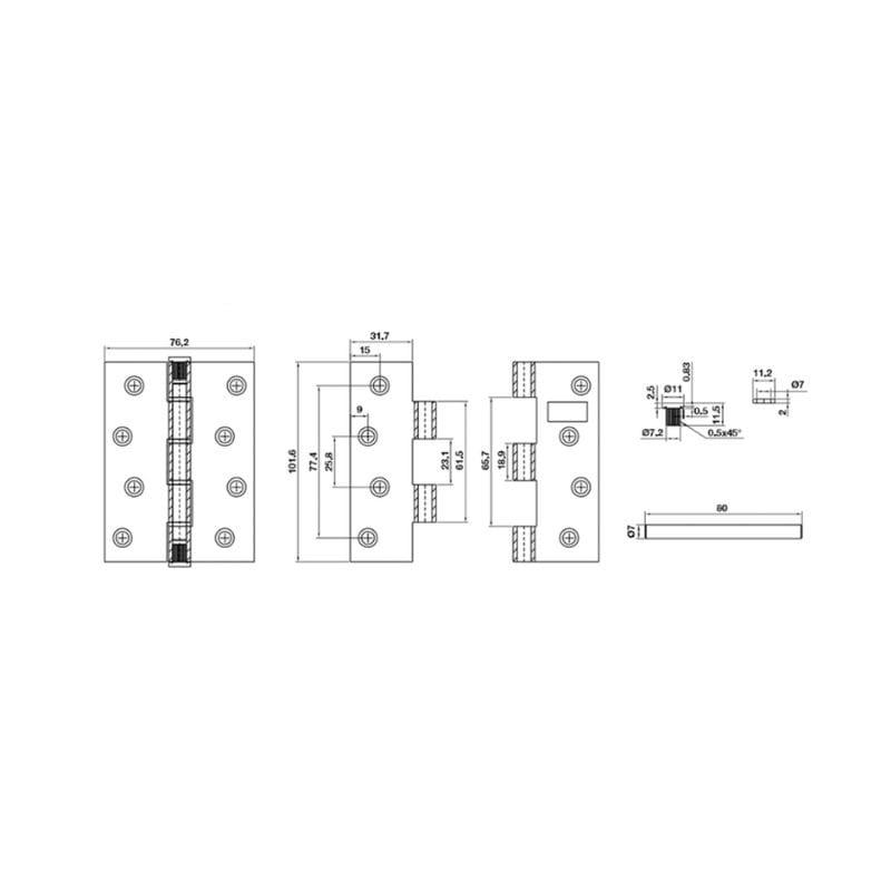 Thiết kế của Bản lề lá Bauma 926.20.343 Thiết kế của Bản lề lá Bauma 926.20.343