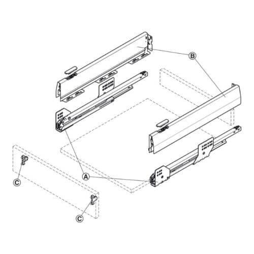 Bộ ngăn kéo Hafele 513.30.735 Matrix Box P50 16/92/1200/500 trắng mờ 4 Lắp đặt Bộ ngăn kéo Hafele 513.30.735 Matrix Box P50 16/92/1200/500 trắng mờ