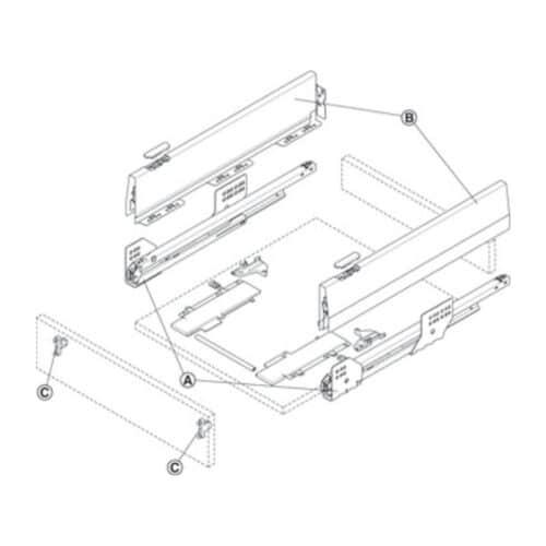 Bộ ngăn kéo Hafele 513.31.735 Matrix Box P5016/115/1200/500 mm trắng mờ 5 Lắp đặt Bộ ngăn kéo Hafele 513.31.735