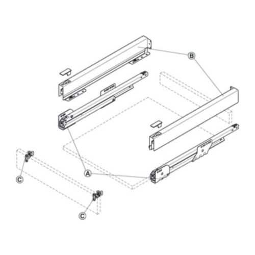 Bộ ngăn kéo Hafele 551.53.375 Matrix Box P35 16/60/500mm xám đậm 4 Lắp đặt Bộ ngăn kéo Hafele 551.53.375 Matrix Box P35 16/60/500mm xám đậm
