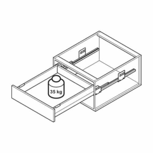 Bộ ngăn kéo Hafele 551.53.375 Matrix Box P35 16/60/500mm xám đậm 5 Sức chứa Bộ ngăn kéo Hafele 551.53.375 Matrix Box P35 16/60/500mm xám đậm