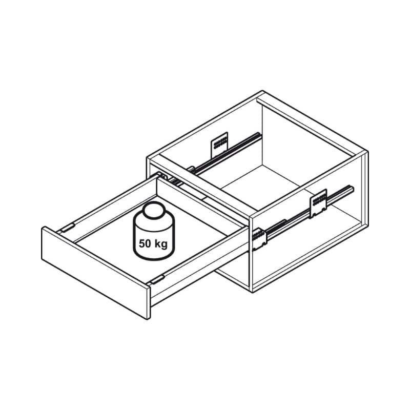 Sức chứa Bộ ngăn kéo Hafele 551.54.325 Matrix Box P50 16/92/500mm xám đậm Sức chứa Bộ ngăn kéo Hafele 551.54.325 Matrix Box P50 16/92/500mm xám đậm