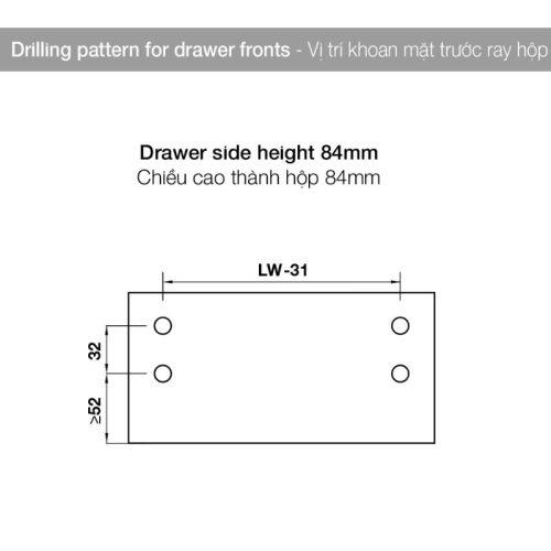 Chiều cao ray hộp Hafele 552.75.701 Alto màu trắng, H84X300MM