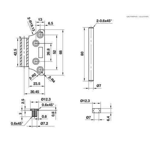 Bản lề âm dương Bauma 926.20.355 5 Kích thước bản lề âm dương Bauma 926.20.355