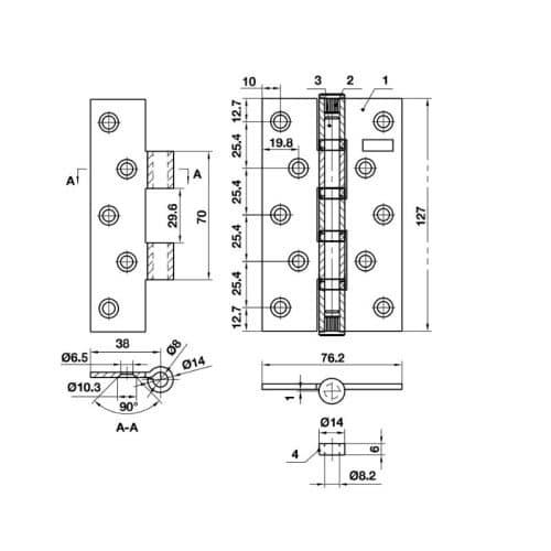 Bản lề lá Hafele Bauma 926.20.352 4 Kích thước bản lề lá Hafele Bauma 926.20.352