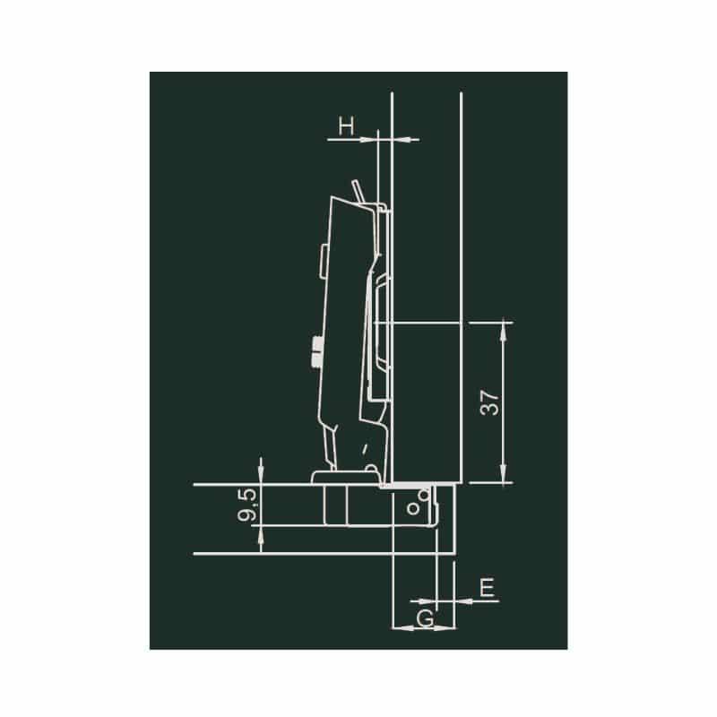 Kích thước bản lề Metalla SM 95 độ mini Hafele 311.04.440 Kích thước bản lề Metalla SM 95 độ mini Hafele 311.04.440