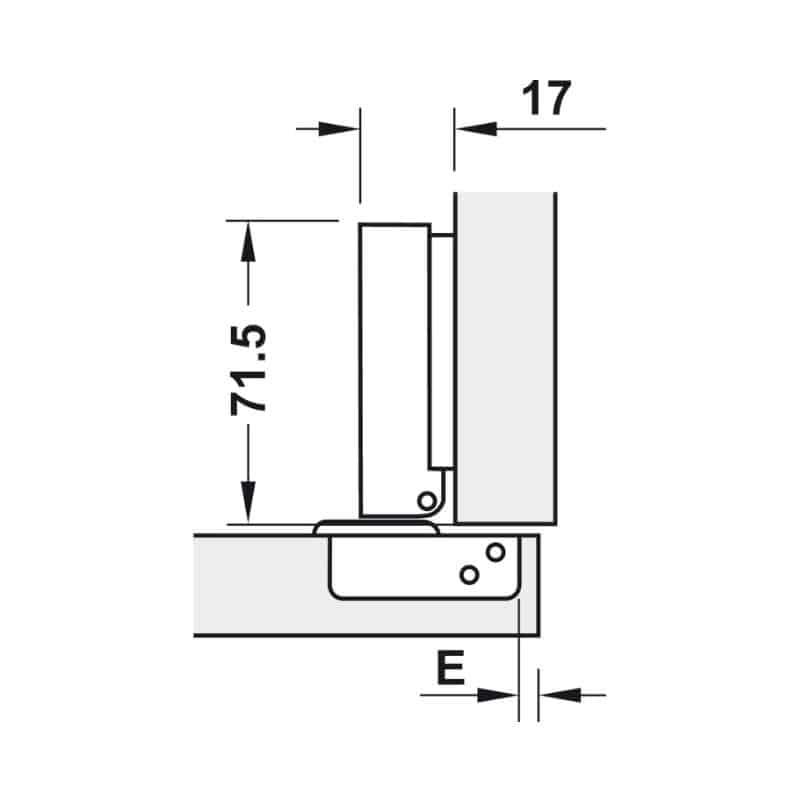Kích thước bản lề Metalla SM 95 độ mini Hafele 311.04.440 Kích thước bản lề Metalla SM 95 độ mini Hafele 311.04.440