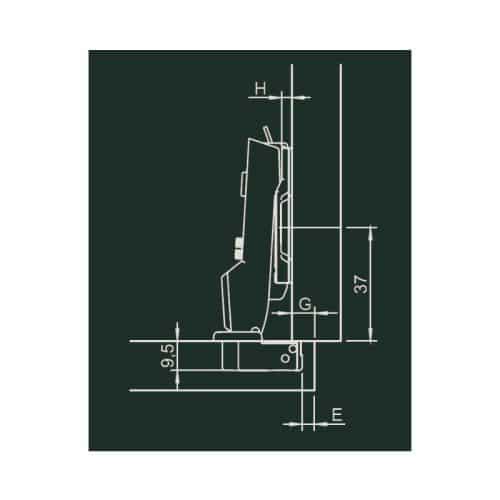 Bản lề Metalla SM 95 độ mini Hafele 311.04.441 6 Kích thước bản lề Metalla SM 95 độ mini Hafele 311.04.441