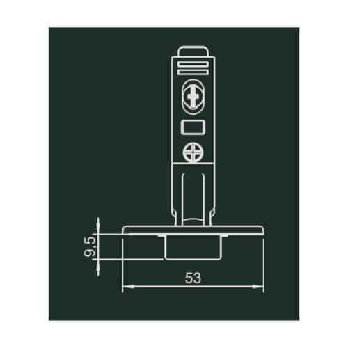 Bản lề Metalla SM 95 độ mini Hafele 311.04.442 5 Kích thước bản lề Metalla SM 95 độ mini Hafele 311.04.442