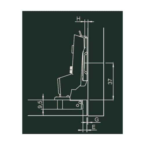 Bản lề Metalla SM 95 độ mini Hafele 311.04.442 6 Kích thước bản lề Metalla SM 95 độ mini Hafele 311.04.442