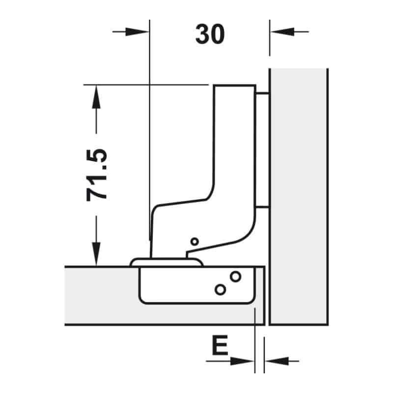 Kích thước bản lề Metalla SM 95 độ mini Hafele 311.04.442 Kích thước bản lề Metalla SM 95 độ mini Hafele 311.04.442