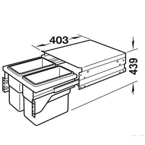 Thùng rác gắn cánh Hafele 502.73.901 2x30L cho tủ 450mm 4 Kích thước thùng rác gắn cánh Hafele 502.73.901 2x30L cho tủ 450mm