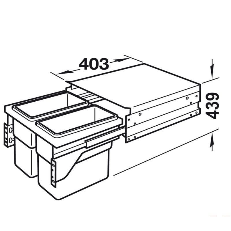 Kích thước thùng rác gắn cánh Hafele 502.73.901 2x30L cho tủ 450mm Kích thước thùng rác gắn cánh Hafele 502.73.901 2x30L cho tủ 450mm