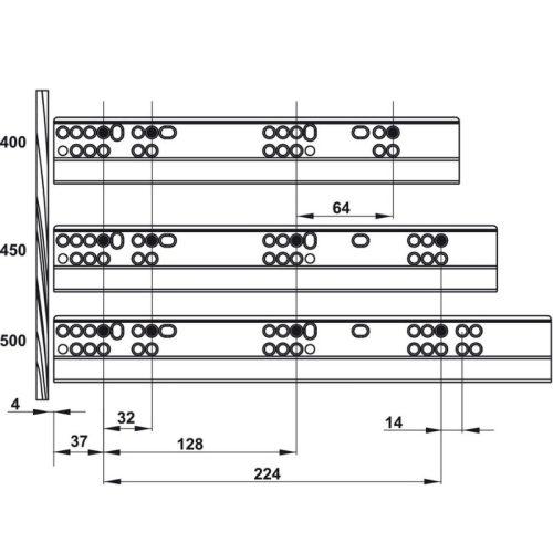 Ray hộp Hafele 552.49.335 Alto-S H120 mm màu xám đậm 6 Kích thước ray hộp Hafele 552.49.335 Alto-S H120 mm màu xám đậm