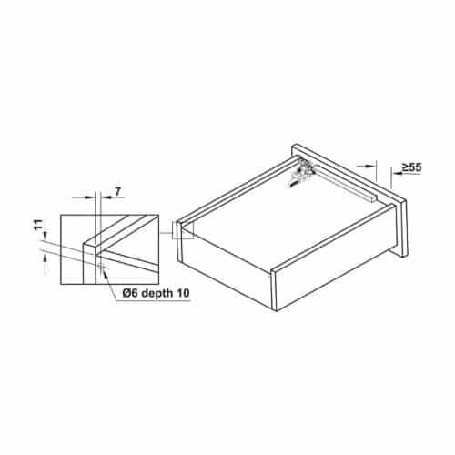 Ray âm nhấn mở EPC EVO mở toàn phần 400mm Hafele 433.32.173 6 Kích thước ray âm nhấn mở EPC EVO mở toàn phần 400mm Hafele 433.32.173