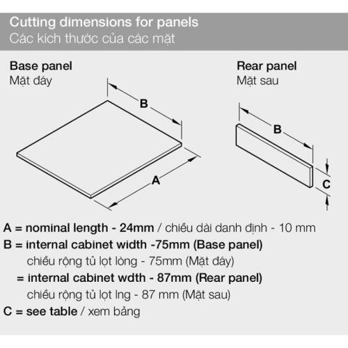Kích thước ray hộp Hafele 552.77.785 Alto màu trắng mờ, H135X500m