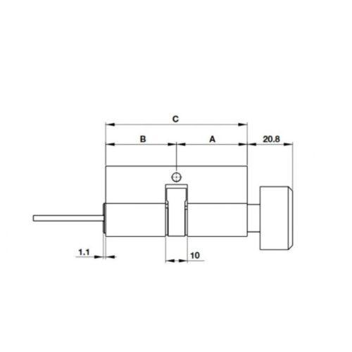 Kích thước ruột khóa 1 đầu chìa 1 đầu vặn oval Hafele 916.63.621