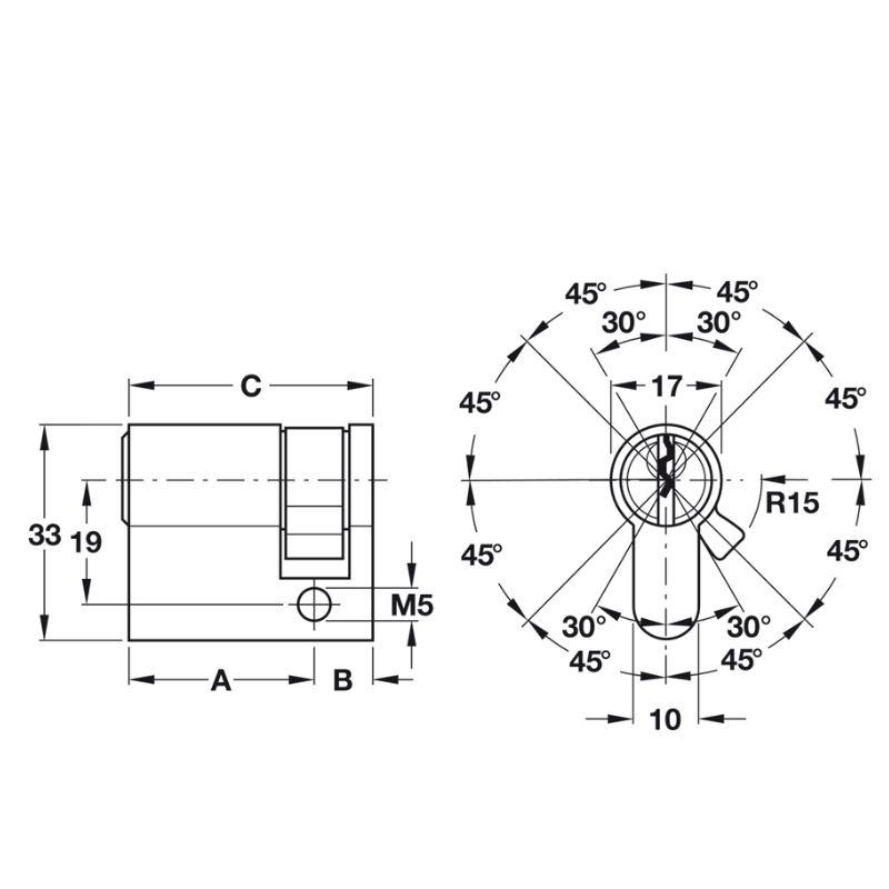 Kích thước ruột khóa 1 đầu Hafele 916.00.607, 75.5mm Đồng thau Kích thước ruột khóa 1 đầu Hafele 916.00.607, 75.5mm Đồng thau
