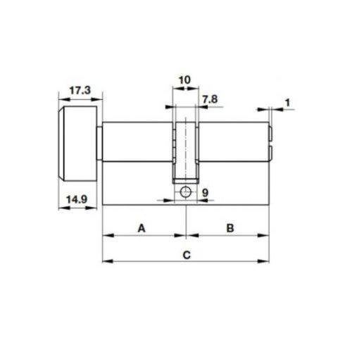 Kích thước ruột khóa Hafele 916.63.641