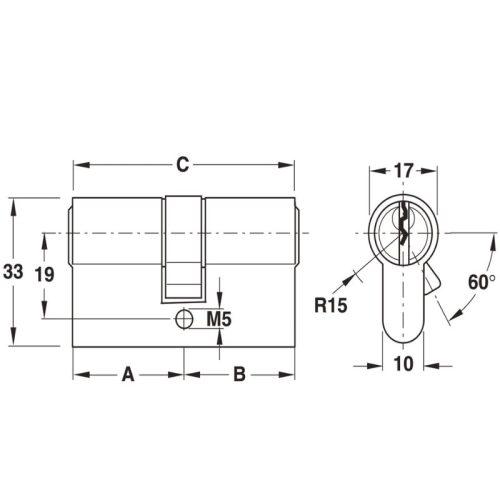 Ruột khóa 2 đầu Hafele 916.00.022, 91mm Đồng thau 3 Kích thước Ruột khóa Hafele 916.00.022