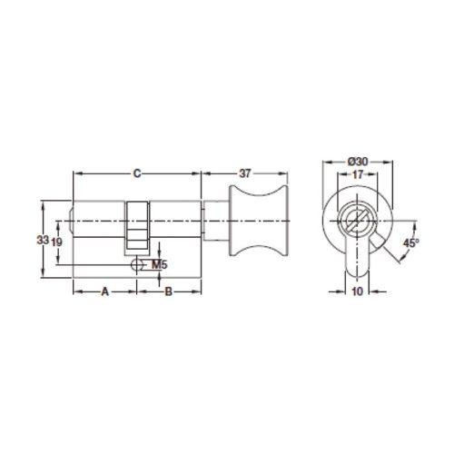 Kích thước ruột khóa Hafele 916.63.099