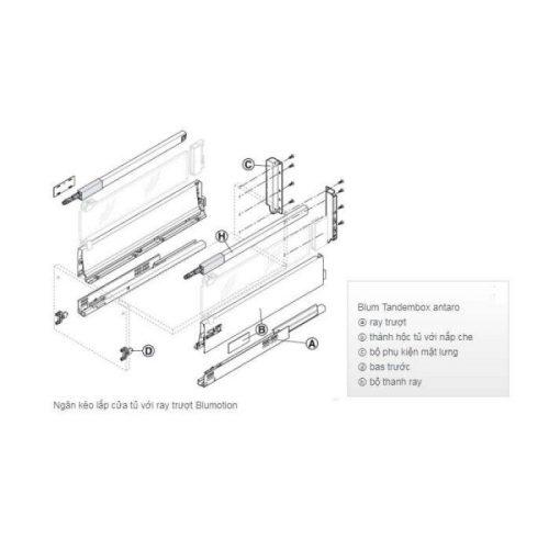 Lắp đặt ray hộp Hafele 550.85.305 Antaro X3 30kg giảm chấn màu đen D 228mm