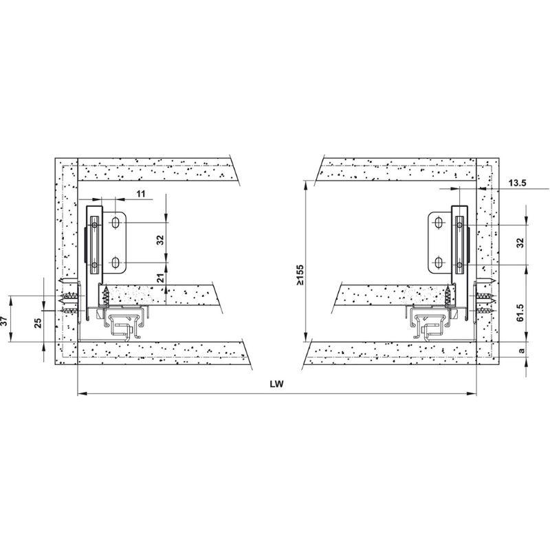 Lắp đặt ray hộp Hafele 552.49.335 Alto-S H120 mm màu xám đậm Lắp đặt ray hộp Hafele 552.49.335 Alto-S H120 mm màu xám đậm