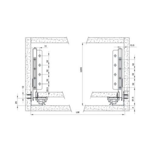 Thiết kế của Ray hộp Hafele 552.35.355 Alto S PTO xám đậm H170/500mm