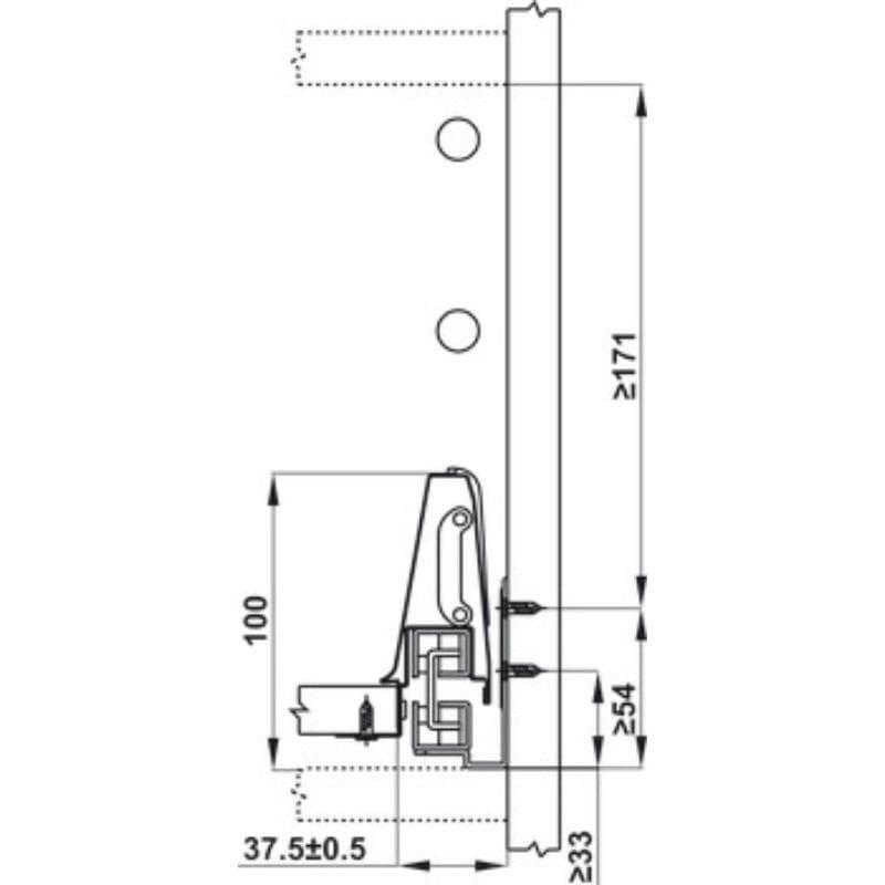 Ray hộp kính Hafele 552.03.095 Alto giảm chấn màu xám H84xD500mm (1) Ray hộp kính Hafele 552.03.095 Alto giảm chấn màu xám H84xD500mm (1)