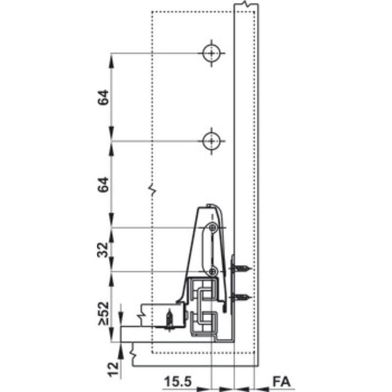 Ray hộp kính Hafele 552.03.095 Alto giảm chấn màu xám H84xD500mm (2) Ray hộp kính Hafele 552.03.095 Alto giảm chấn màu xám H84xD500mm (2)