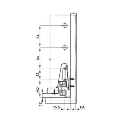 Ray hộp kính Hafele 552.03.795 Alto giảm chấn màu trắng mờ H84xD500mm(1)
