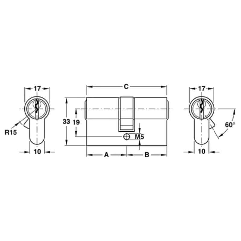 Ruột khóa 2 đầu Hafele 916.96.007, 60mm đồng thau (1) Ruột khóa 2 đầu Hafele 916.96.007, 60mm đồng thau (1)