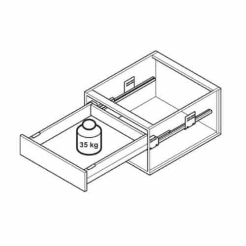 Bộ ngăn kéo Hafele 513.04.305 Matrix Box P35 16/92/500mm xám đậm 4 Sức chứa Bộ ngăn kéo Hafele 513.04.305 Matrix Box P35 16/92/500mm xám đậm