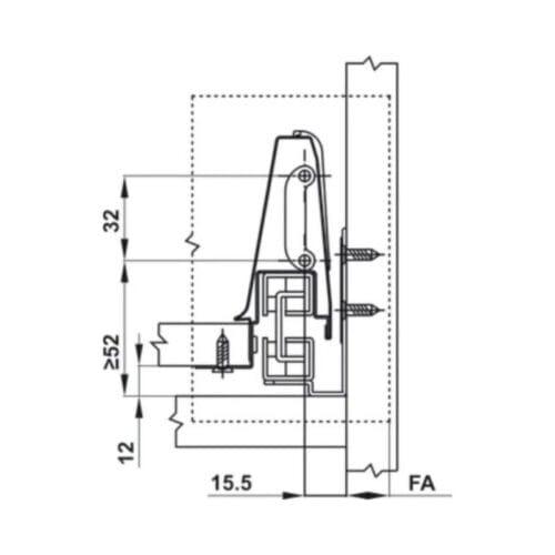 Ray hộp Hafele 552.03.085 Inner Alto âm giảm chần H84xD500mm xám đậm(3)