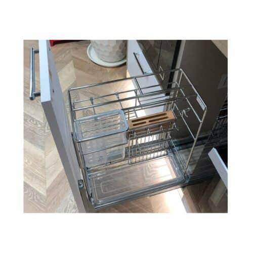 Ảnh thực tế bộ rổ gia vị, dao thớt Hafele Sonata 549.20.018 300mm