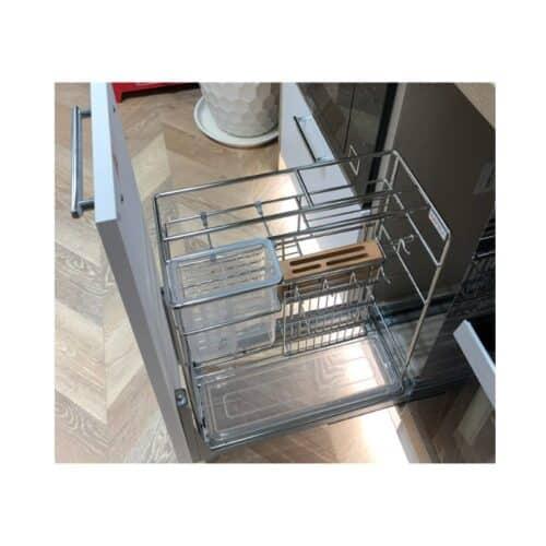 Ảnh thực tế bộ rổ gia vị, dao thớt Hafele Sonata 549.20.019 350mm