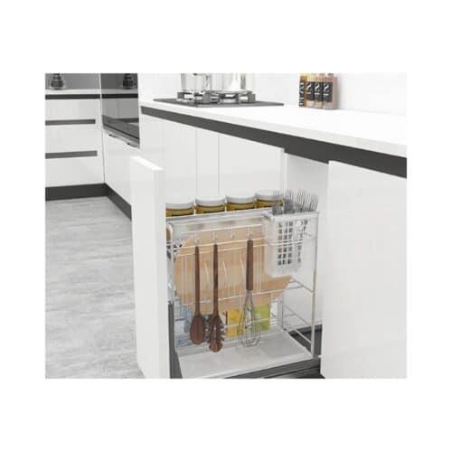 Ảnh thực tế bộ rổ gia vị, dao thớt Hafele Sonata 549.20.019 350mm