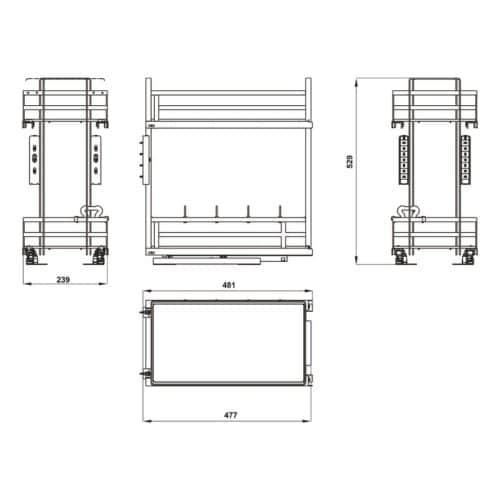 Bộ rổ gia vị Hafele Omero 549.20.823 300mm 5 Kích thước bộ rổ gia vị Hafele Omero 549.20.823 300mm