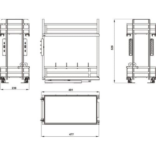 Bộ rổ gia vị Hafele Omero 549.20.825 400mm 3 Kích thước bộ rổ gia vị Hafele Omero 549.20.825 400mm